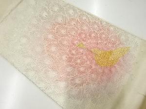 アンティーク　牡丹に孔雀模様織出し暈し袋帯（材料）